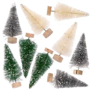 9 pequeños árboles de navidad decorativos 7 cm - verde-gris…