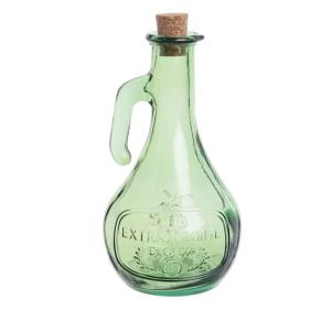 Aceitera de vidrio reciclado verde y tapón de corcho 11x11x…
