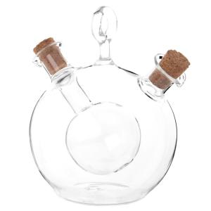 Aceitera y vinagrera 2 en 1 de vidrio y corcho