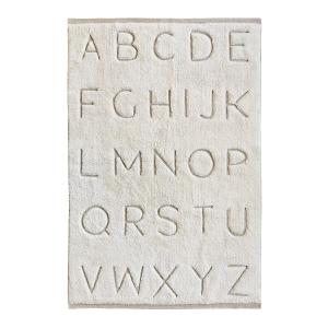 Alfombra 100% algodón, diseño alfabeto relieve 100x150