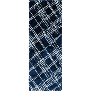 Alfombra abstracta con motivos geométricos azul - 67x180 cm