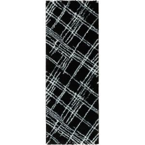 Alfombra abstracta con motivos geométricos negro - 67x90 cm