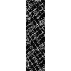 Alfombra abstracta con motivos geométricos negro - 80x300 c…