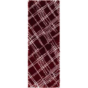 Alfombra abstracta con motivos geométricos rojo - 67x180 cm