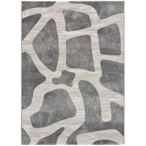 Alfombra abstracta con texturas en gris, 133x190 cm