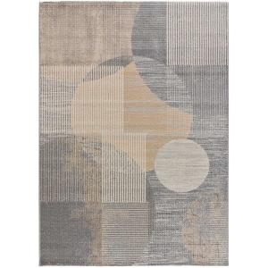 Alfombra abstracta en gris y beige, 133X190 cm