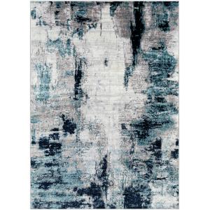 Alfombra abstracta moderna azul/blanco/gris 200x275
