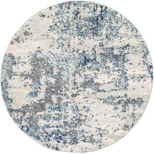 Alfombra abstracta moderna azul/gris/blanco ø 160