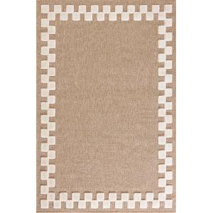 Alfombra aspecto yute diseño damero blanco 80x150 cm