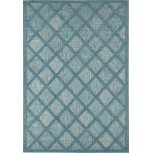 Alfombra azul interior/exterior con diseño de cuadros 80x15…