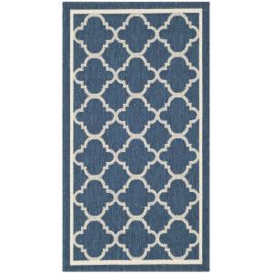 Alfombra azul marino/beige 61 x 109 cm