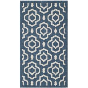 Alfombra azul marino/beige 79 x 152 cm