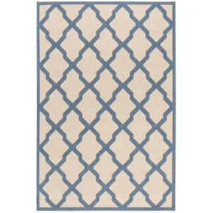 Alfombra beige/azul 79 x 152 cm
