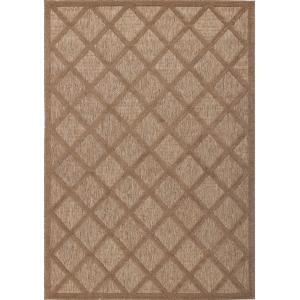 Alfombra beige interior/exterior, diseño de cuadrícula 80x1…