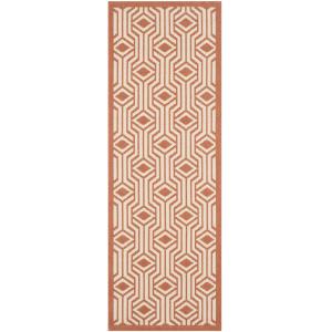 Alfombra beige/naranja 69 x 201 cm