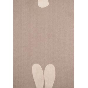 Alfombra beige y crema con suave dibujo de conejo - 120x170