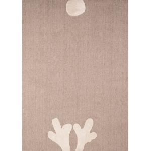 Alfombra beige y crema con un dibujo en relieve de renos -…