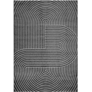 Alfombra boho moderna terraza, antracita, 200 x 280 cm