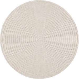 Alfombra boho moderna terraza, crema, 120 cm, redondo