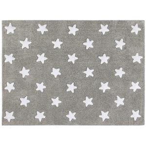 Alfombra de algodón gris con estrellas 120 x 160