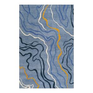 Alfombra de diseño abstracto azul, hecha a mano, 110x170