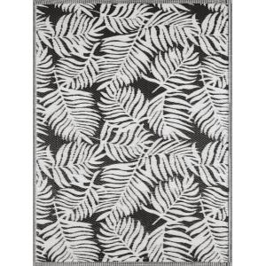 Alfombra de exterior con motivos de palmeras en negro 120x1…