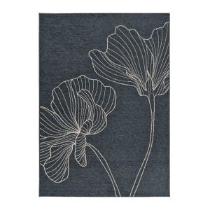 Alfombra de exterior floral gris 77x150 cm