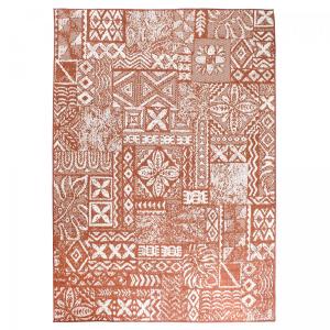 Alfombra de exterior kilim reversible terracota y crema 200…