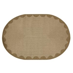 Alfombra de exterior ovalada trenzada con estampado verde c…