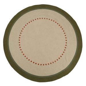 Alfombra de exterior redonda trenzada color beige y verde c…