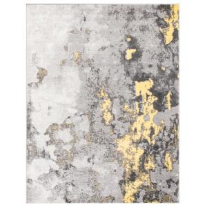 Alfombra de interior en gris & amarillo, 244 x 305 cm