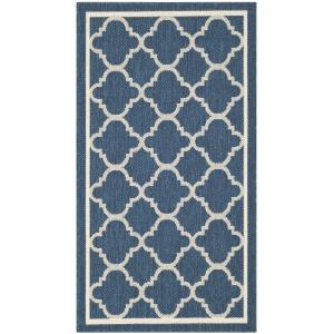 Alfombra de interior/exterior azul marino/beige 60 x 110