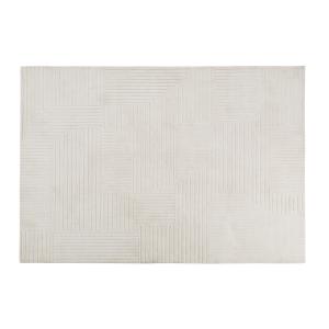 Alfombra de lana grabada y afelpada blanca 160 x 230