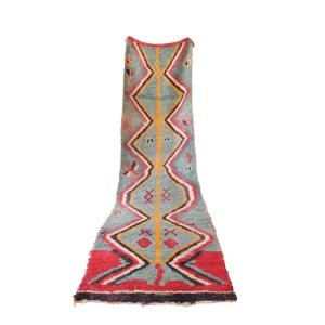 Alfombra de pasillo berbere marroquí pura lana 100 x 371 cm