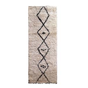 Alfombra de pasillo berbere marroquí pura lana 90 x 257 cm