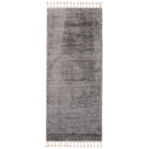 Alfombra de pasillo gris oscuro borlas shaggy 100 x 300 cm