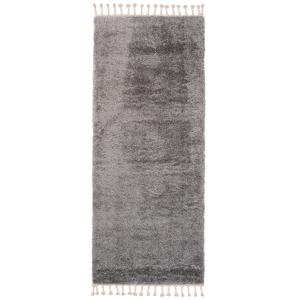 Alfombra de pasillo gris oscuro borlas shaggy 100 x 400 cm