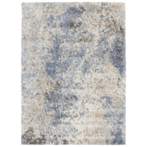 Alfombra de salón azul crema gris shaggy 80 x 150 cm