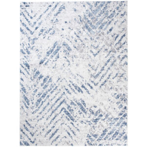 Alfombra de salón azul crema  zigzags moteada 120 x 170 cm