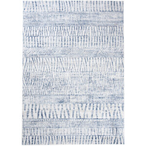 Alfombra de salón crema azul líneas suave 200 x 300 cm