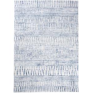 Alfombra de salón crema azul líneas suave 300 x 400 cm