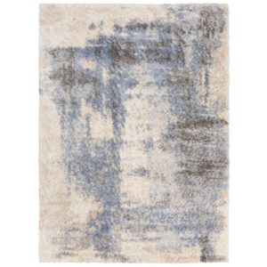 Alfombra de salón crema azul rayas shaggy 160 x 230 cm