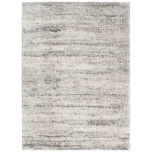 Alfombra de salón gris claro rayas suave shaggy 140 x 200 c…