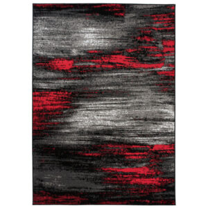 Alfombra de salón rojo gris negro 220 x 300 cm