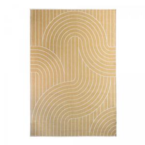 Alfombra de terraza exterior kilim reversible amarillo y cr…