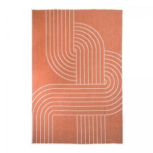 Alfombra de terraza exterior kilim reversible naranja y cre…