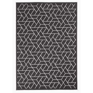 Alfombra de terraza exterior kilim reversible negro y crema…