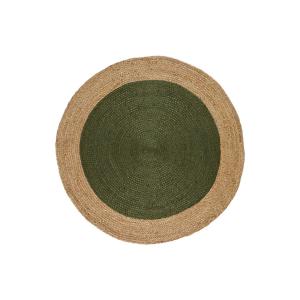 Alfombra de yute redonda verde, 120X120 cm