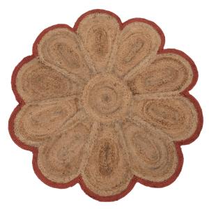 Alfombra de yute tejido marrón y rojo, D. 151
