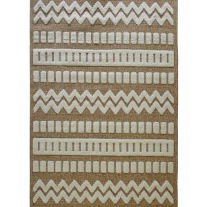 Alfombra efecto yute geométrica en relieve blanca 120x160